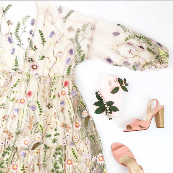 h&m floral embroidered dress